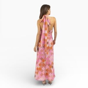 One & Only Collective NWT Morocco Maxi Dress Pink Patterned Halter Sz S